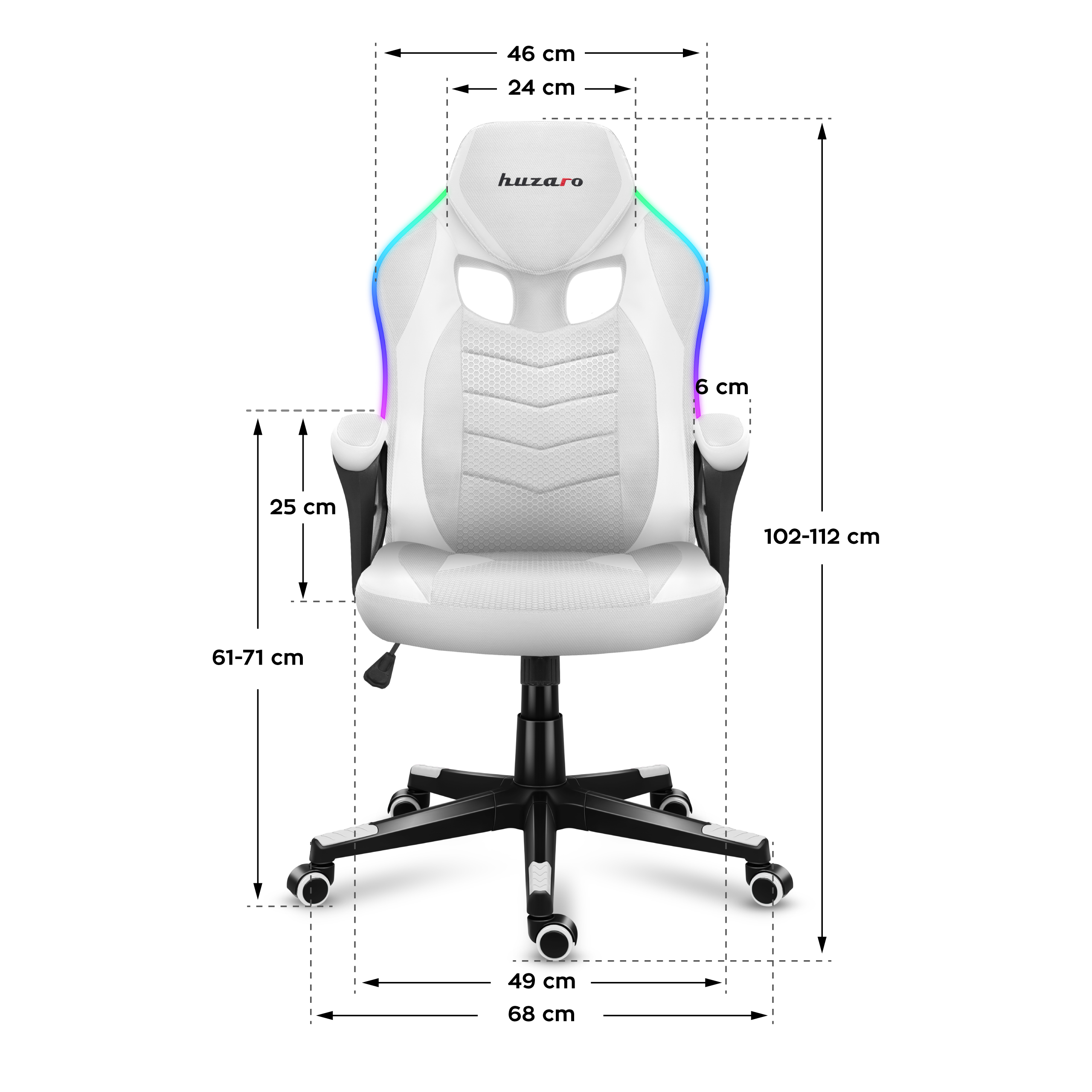 Габариты кресла Huzaro Force 2.5 Carbon RGB